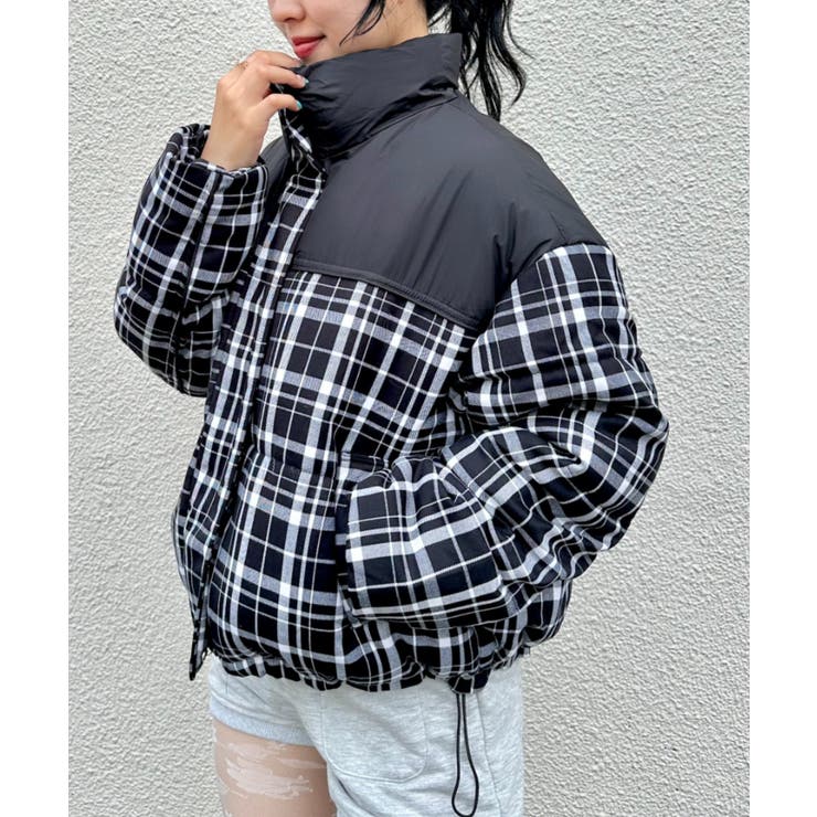 ブラック | チェック切り替えダウンジャケット | Outfitter lab