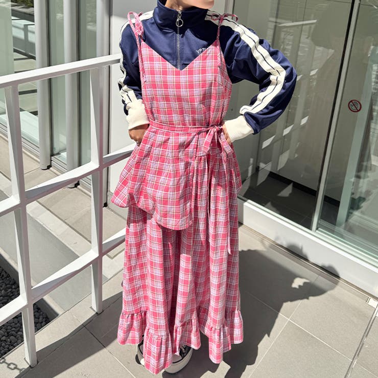 チェック柄フリルリボンキャミワンピース | Outfitter lab | 詳細画像13 