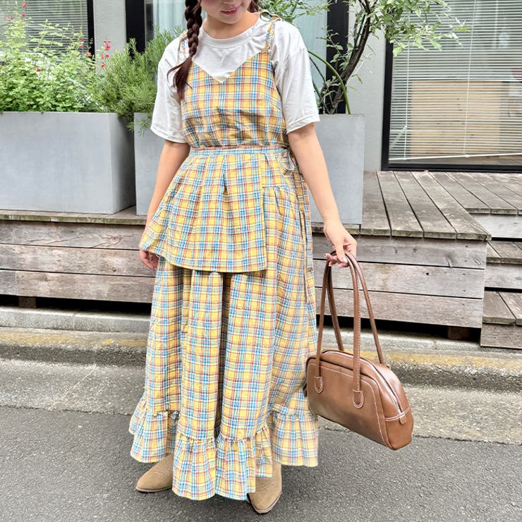 チェック柄フリルリボンキャミワンピース | Outfitter lab | 詳細画像17 