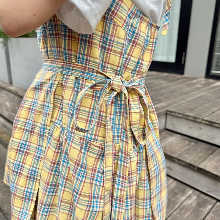 チェック柄フリルリボンキャミワンピース | Outfitter lab | 詳細画像20 