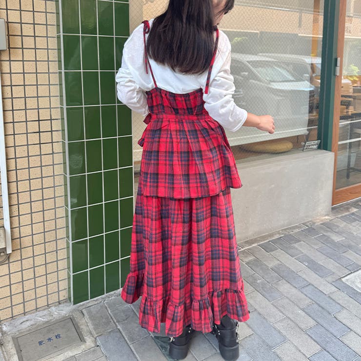 チェック柄フリルリボンキャミワンピース | Outfitter lab | 詳細画像25 