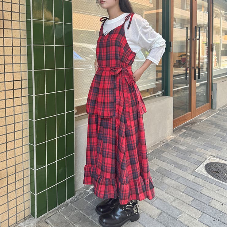 チェック柄フリルリボンキャミワンピース | Outfitter lab | 詳細画像26 