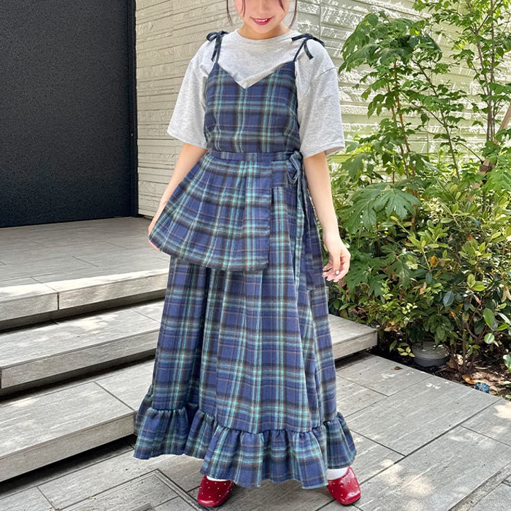 チェック柄フリルリボンキャミワンピース | Outfitter lab | 詳細画像6 