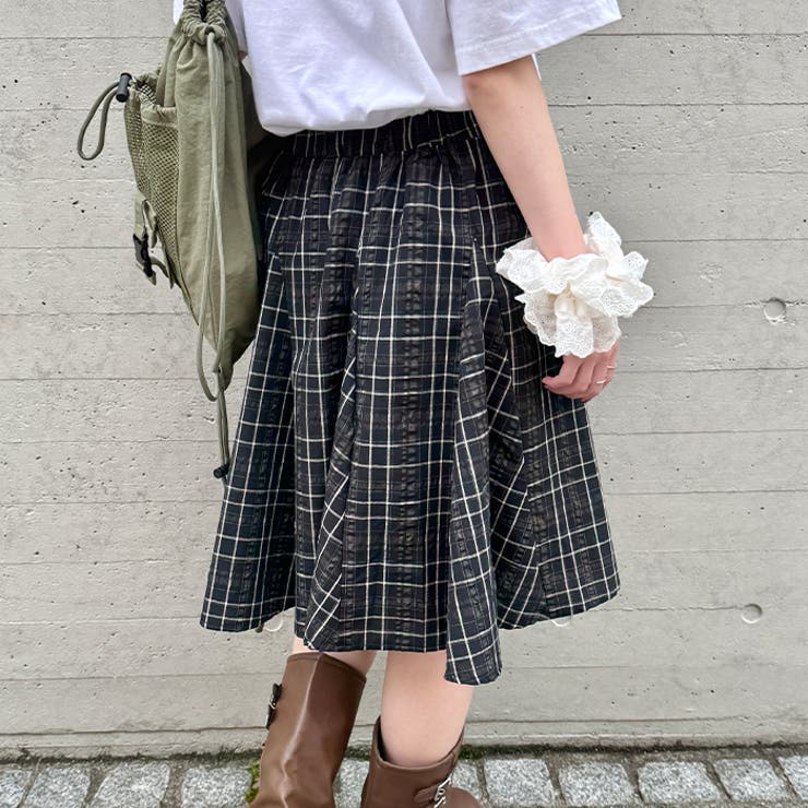 チェックイレギュラーヘムミディスカート | Outfitter lab | 詳細画像12 