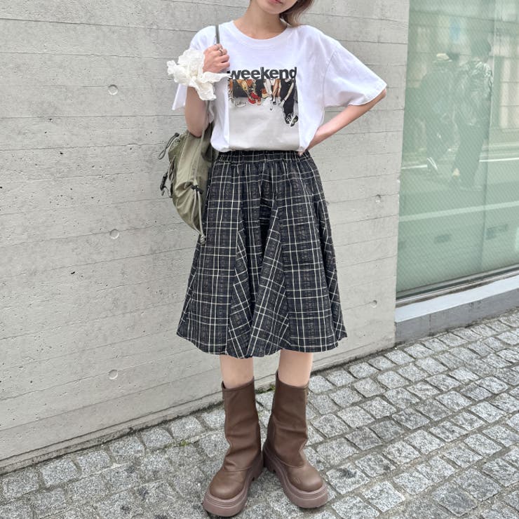 チェックイレギュラーヘムミディスカート | Outfitter lab | 詳細画像14 