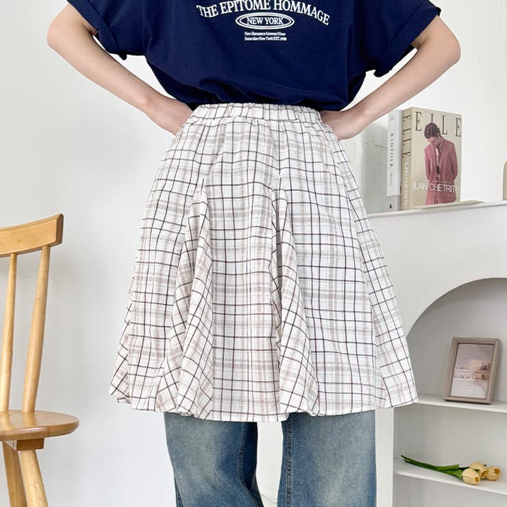 チェックイレギュラーヘムミディスカート | Outfitter lab | 詳細画像5 