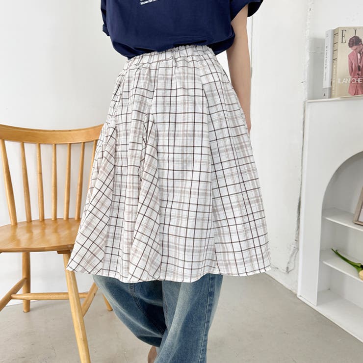 チェックイレギュラーヘムミディスカート | Outfitter lab | 詳細画像6 