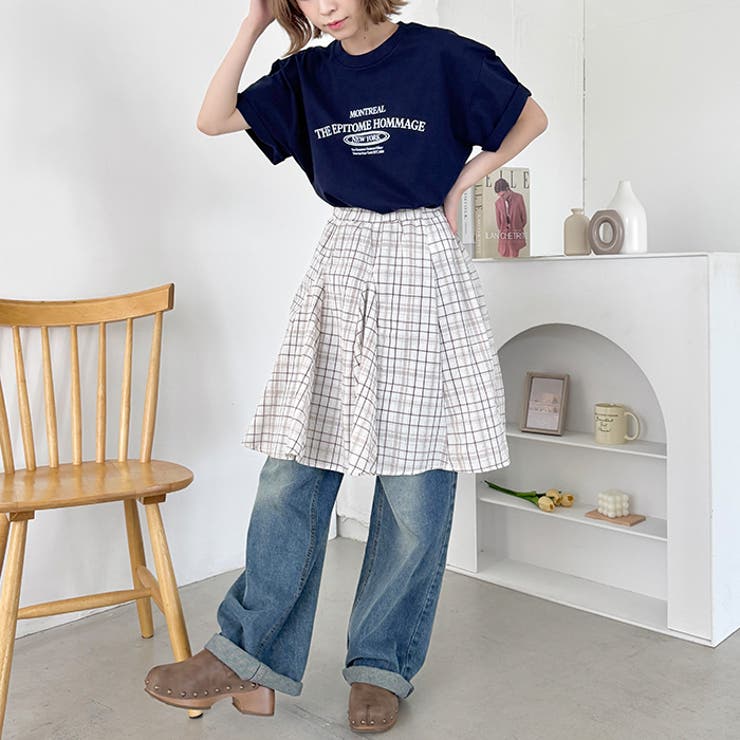 チェックイレギュラーヘムミディスカート | Outfitter lab | 詳細画像9 