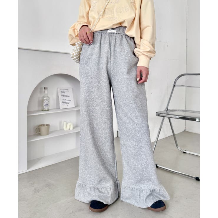 ワンポイントロゴ裾フリルパンツ[品番：OUTW0000633]｜Outfitter lab