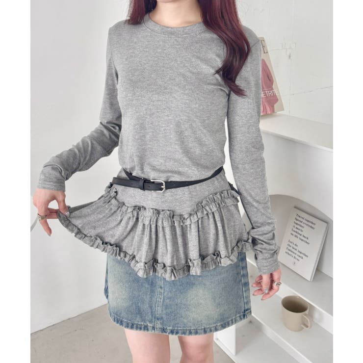グレー | 裾フリルトップス | Outfitter lab