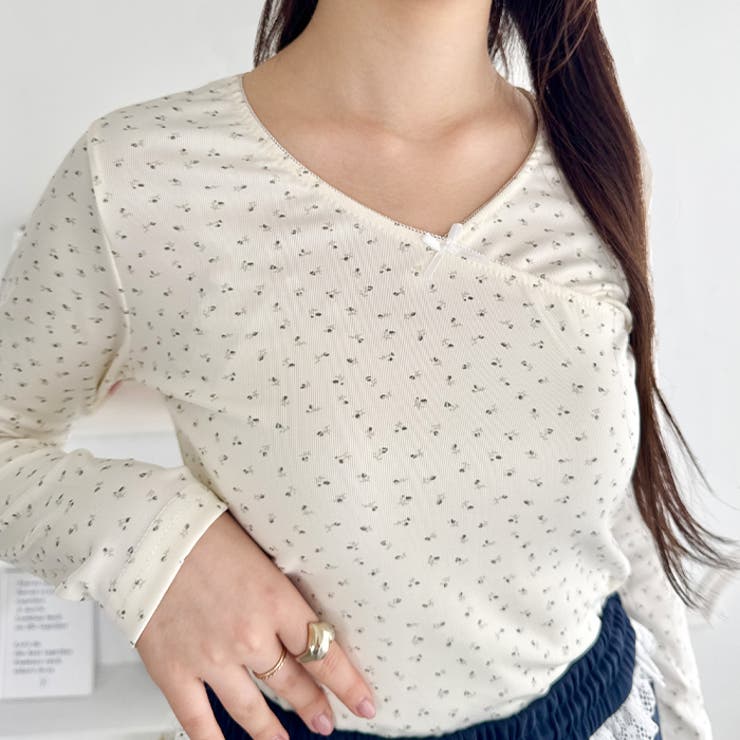 リボンフラワーVネックトップス | Outfitter lab | 詳細画像7 