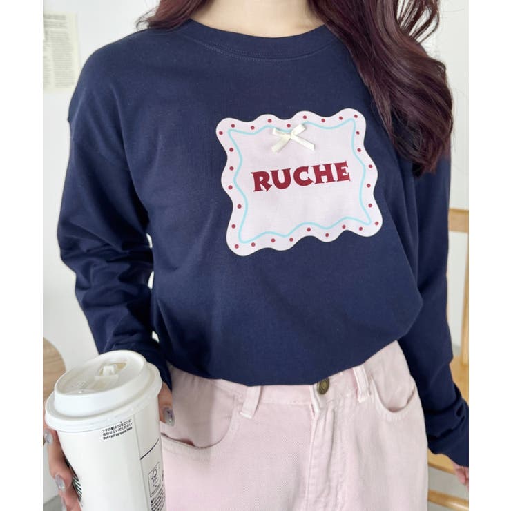 ネイビー | ウェーブロゴリボンTシャツ | Outfitter lab