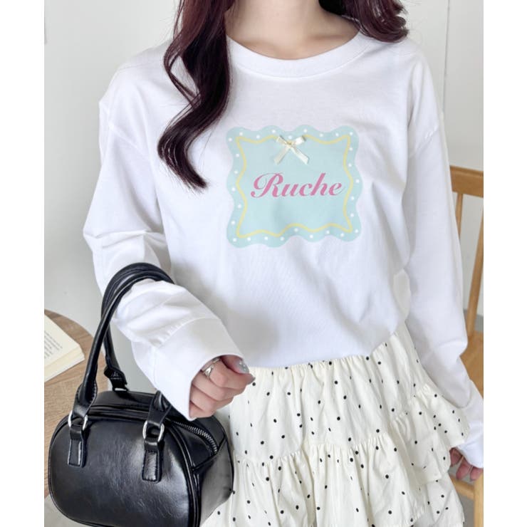 ホワイト | ウェーブロゴリボンTシャツ | Outfitter lab