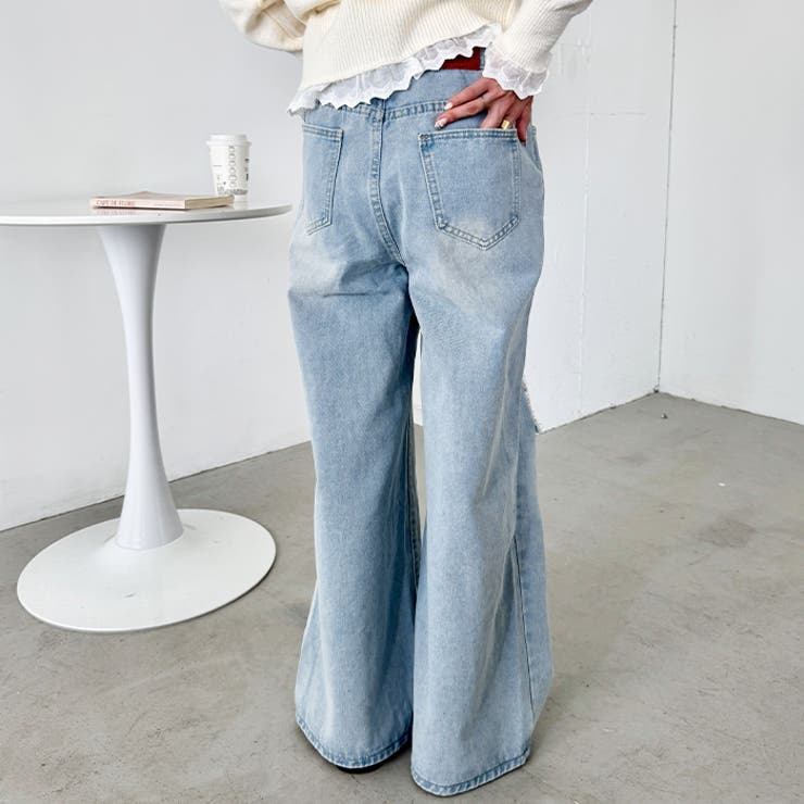 レースダメージデニムパンツ | Outfitter lab | 詳細画像7 