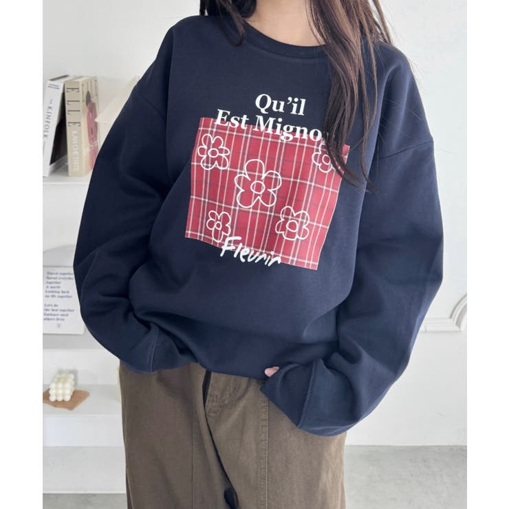 ネイビー | チェックロゴプルオーバー | Outfitter lab