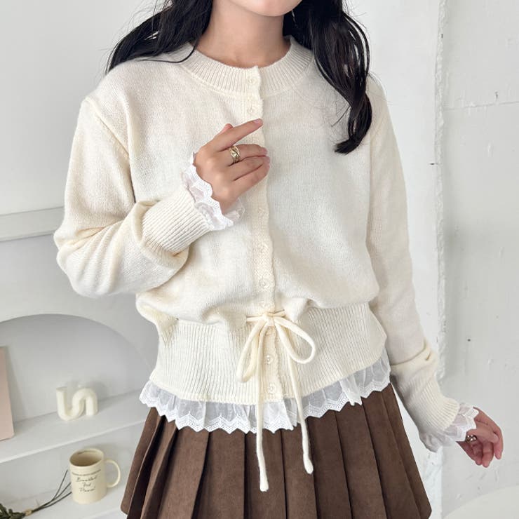コットンレースリボンニットカーディガン | Outfitter lab | 詳細画像12 