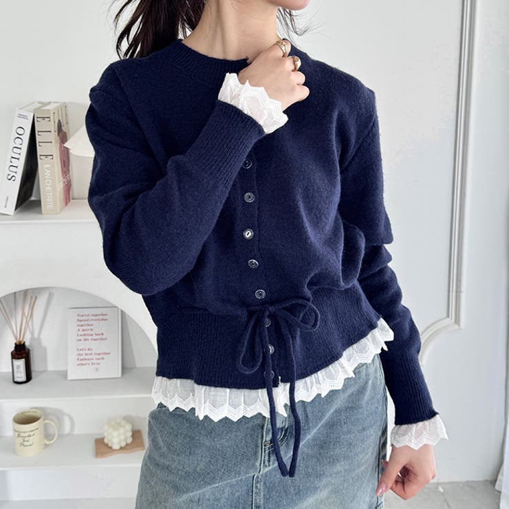 コットンレースリボンニットカーディガン | Outfitter lab | 詳細画像6 