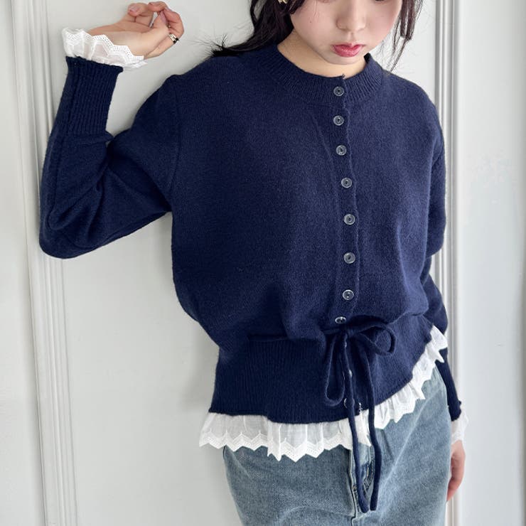 コットンレースリボンニットカーディガン | Outfitter lab | 詳細画像8 
