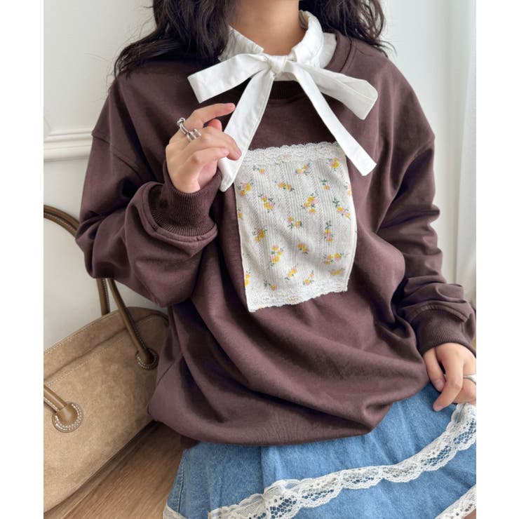 ブラウン | パッチワークレースプルオーバー | Outfitter lab