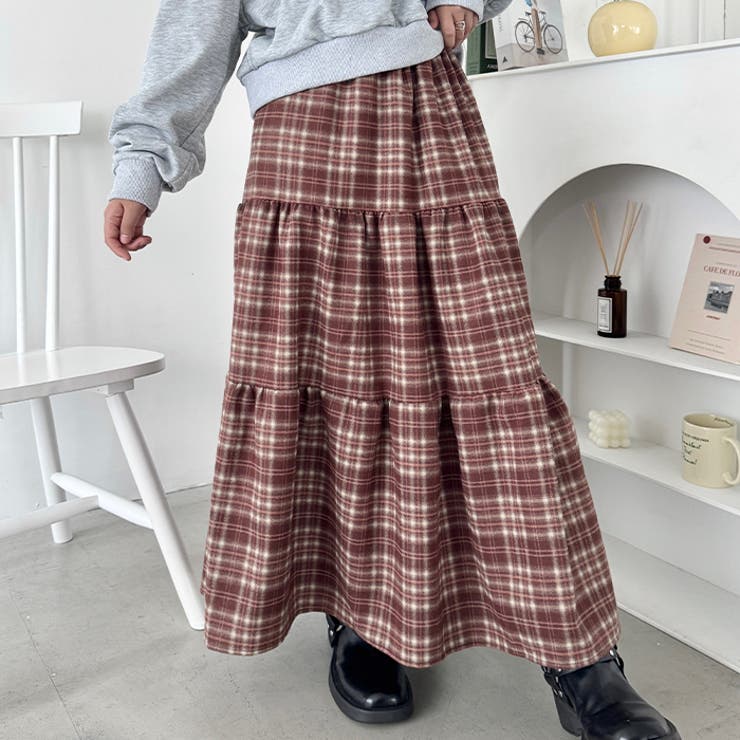チェックティアードロングスカート[品番：OUTW0000805]｜Outfitter lab