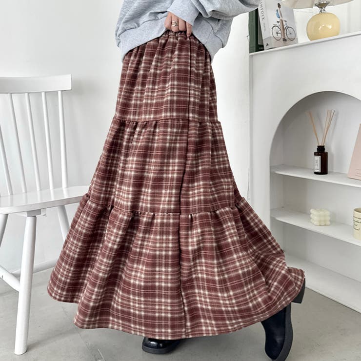 チェックティアードロングスカート[品番：OUTW0000805]｜Outfitter lab