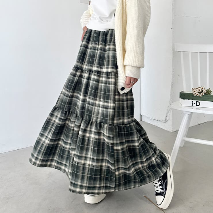 チェックティアードロングスカート[品番：OUTW0000805]｜Outfitter lab