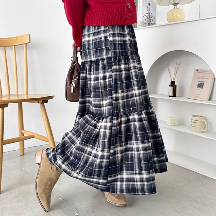 チェックティアードロングスカート[品番：OUTW0000805]｜Outfitter lab