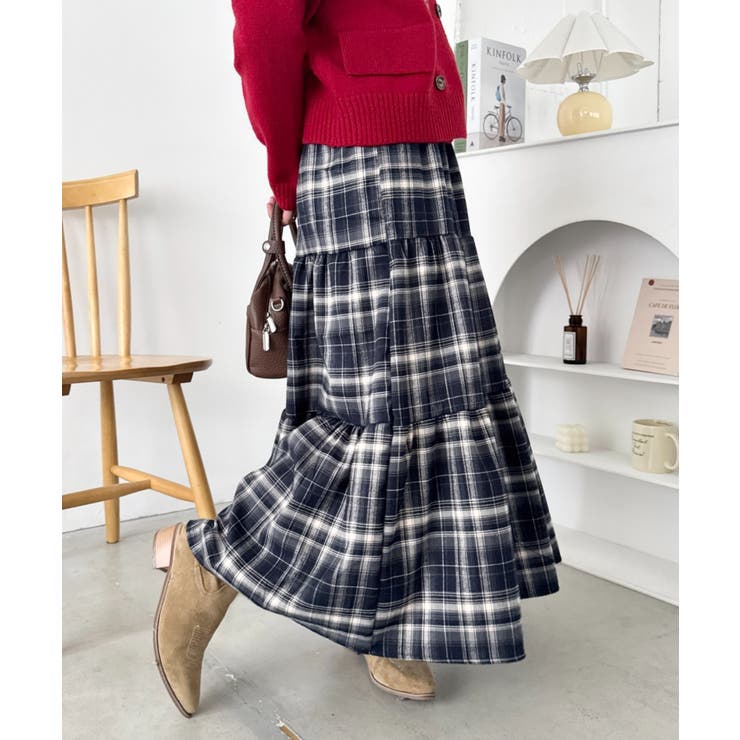 チェックティアードロングスカート[品番：OUTW0000805]｜Outfitter lab