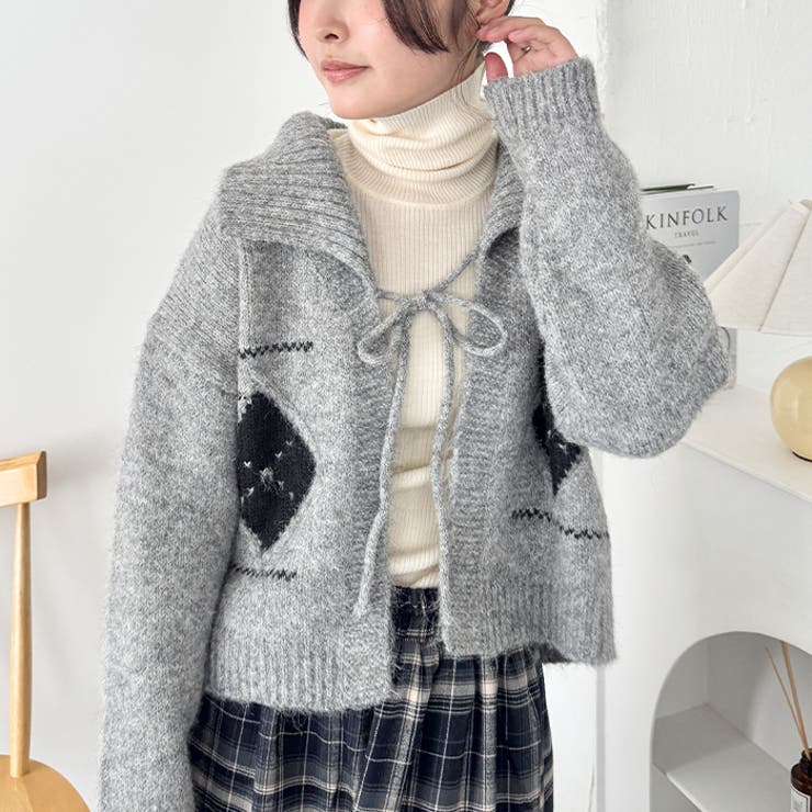 アーガイルリボンニットカーディガン | Outfitter lab | 詳細画像11 