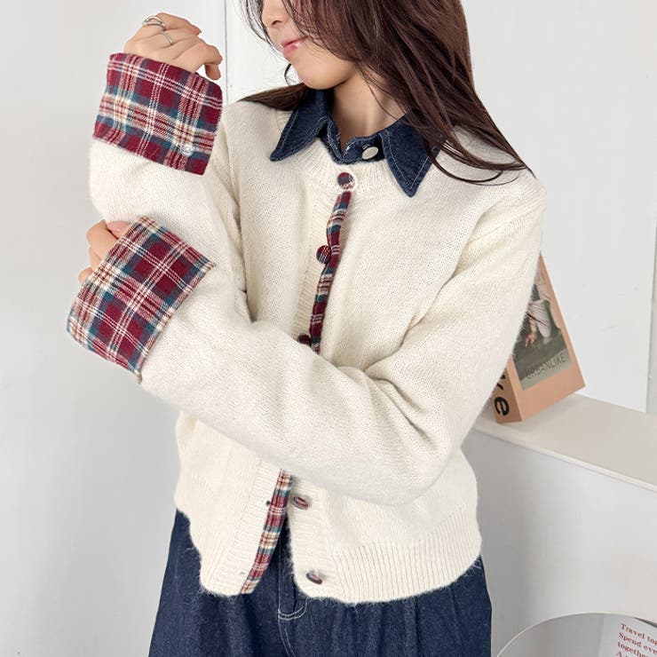 ネルチェックドッキングニットカーディガン | Outfitter lab | 詳細画像11 