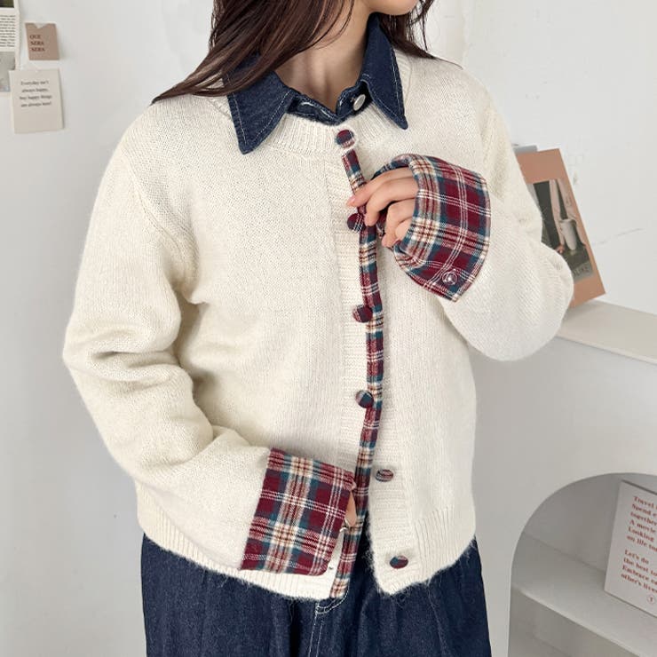 ネルチェックドッキングニットカーディガン | Outfitter lab | 詳細画像12 