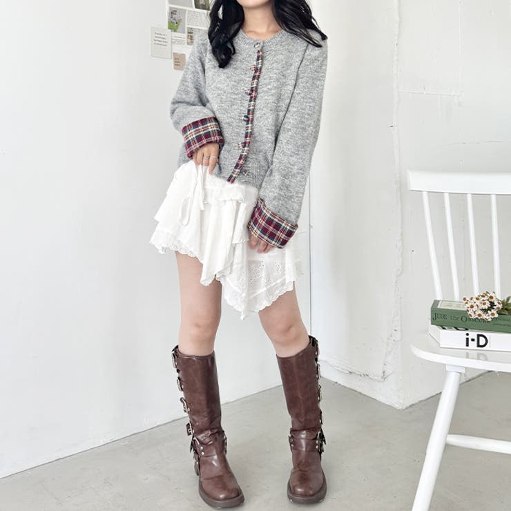 ネルチェックドッキングニットカーディガン | Outfitter lab | 詳細画像19 