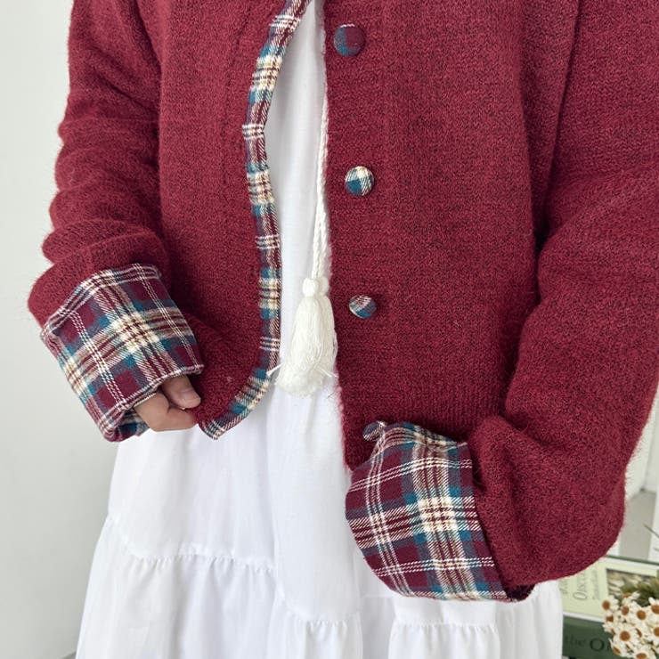 ネルチェックドッキングニットカーディガン | Outfitter lab | 詳細画像23 