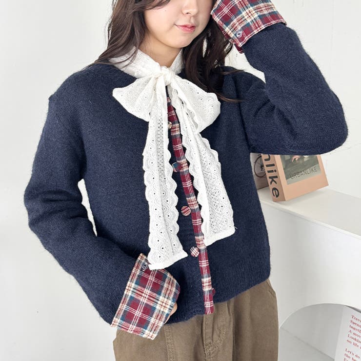 ネルチェックドッキングニットカーディガン | Outfitter lab | 詳細画像7 