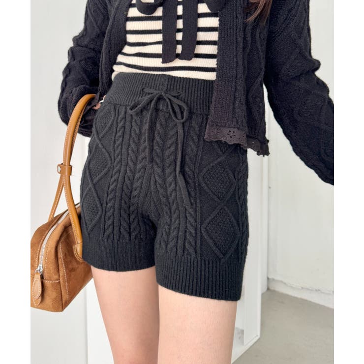 ブラック | ケーブルニットホットパンツ | Outfitter lab
