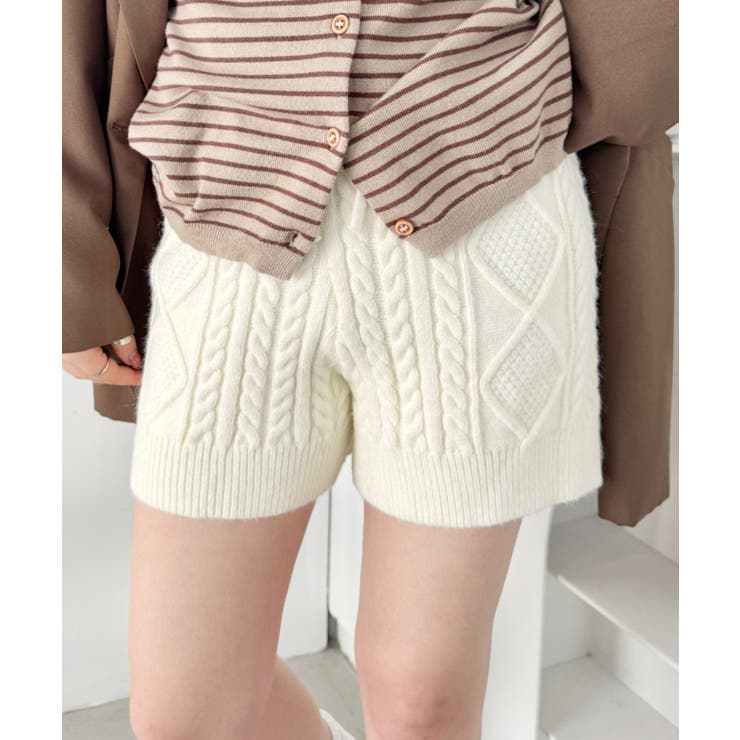 アイボリー | ケーブルニットホットパンツ | Outfitter lab
