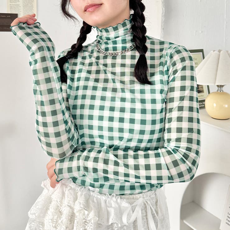 ギンガムチェックシアーハイネックトップス | Outfitter lab | 詳細画像11 