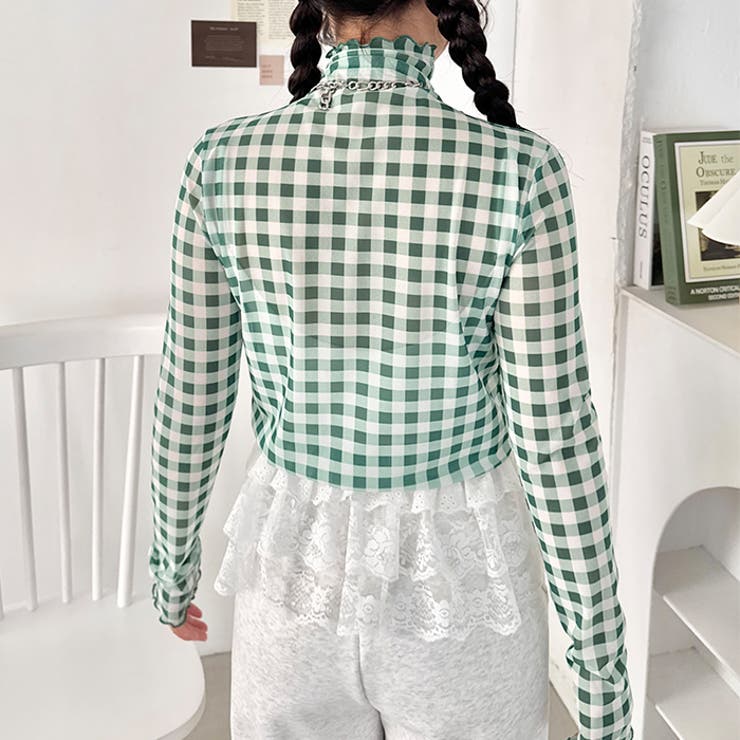 ギンガムチェックシアーハイネックトップス | Outfitter lab | 詳細画像12 