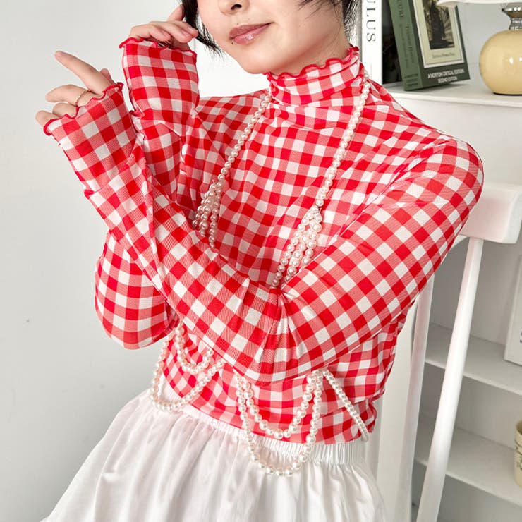 ギンガムチェックシアーハイネックトップス | Outfitter lab | 詳細画像15 