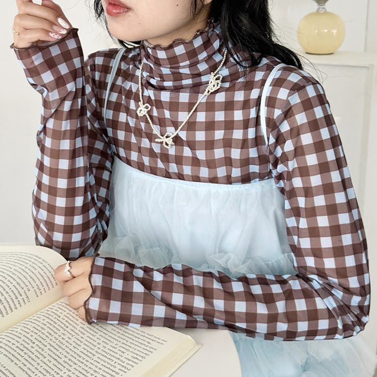 チェックシアーハイネックトップス | Outfitter lab | 詳細画像26 