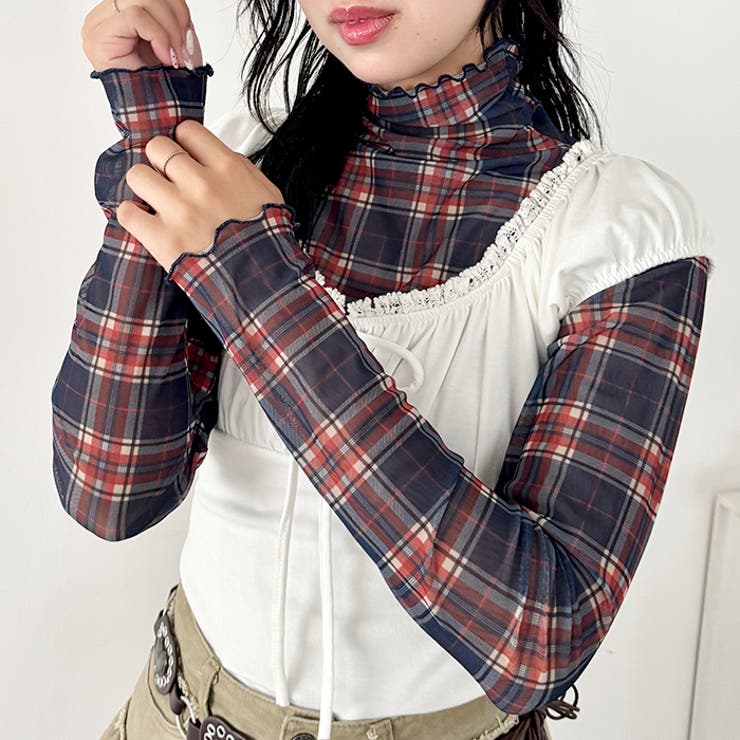 チェックシアーハイネックトップス | Outfitter lab | 詳細画像31 