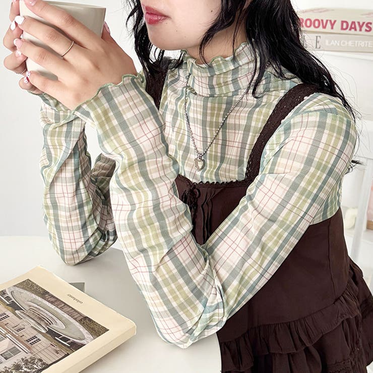 チェックシアーハイネックトップス | Outfitter lab | 詳細画像36 