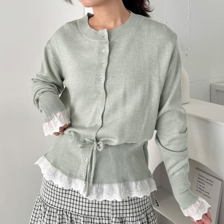 コットンレースリボンリブカーディガン | Outfitter lab | 詳細画像10 