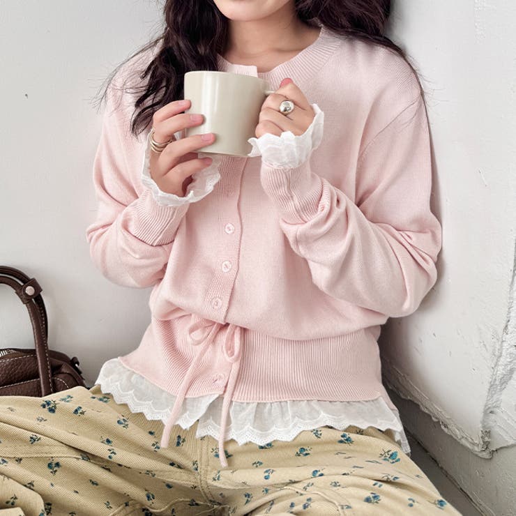 コットンレースリボンリブカーディガン | Outfitter lab | 詳細画像17 