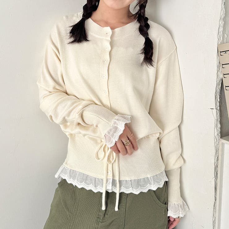 コットンレースリボンリブカーディガン | Outfitter lab | 詳細画像6 