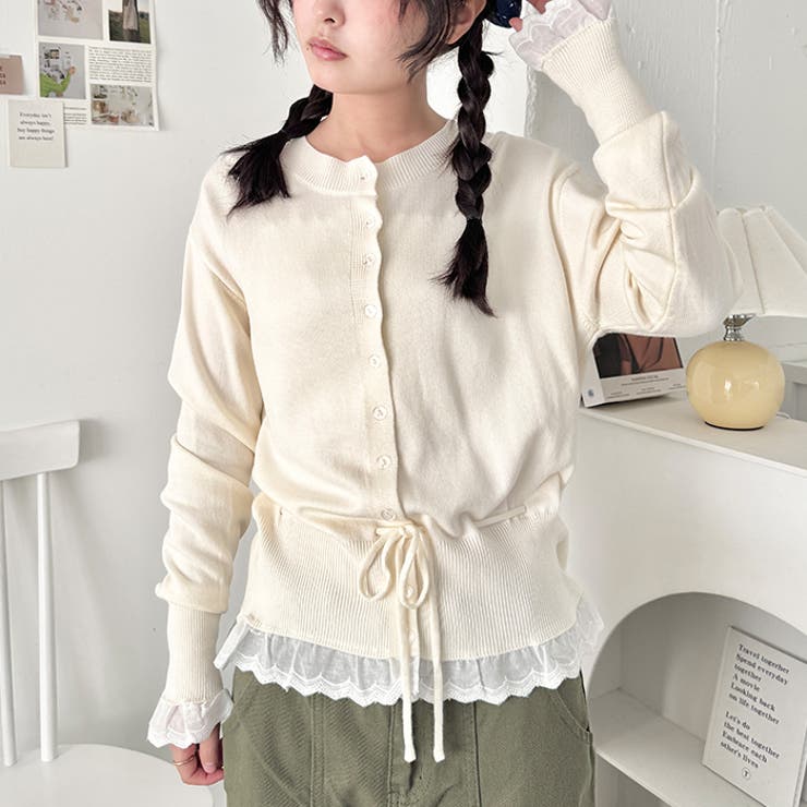 コットンレースリボンリブカーディガン | Outfitter lab | 詳細画像7 