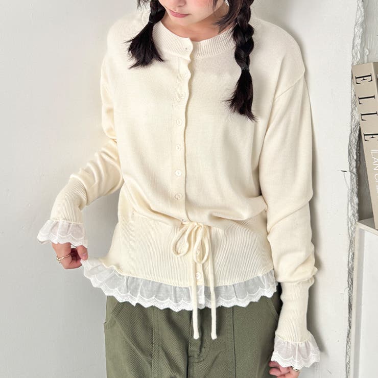 コットンレースリボンリブカーディガン | Outfitter lab | 詳細画像8 