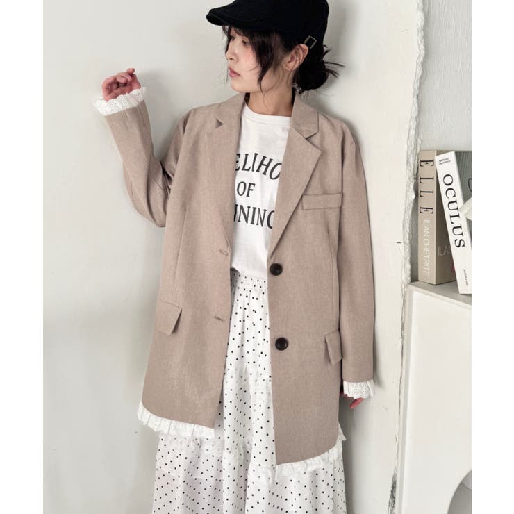 ベージュ | フリルテーラードジャケット | Outfitter lab