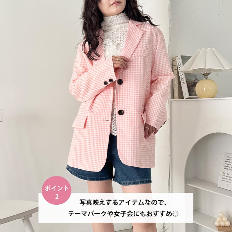 ギンガムチェックテーラードジャケット | Outfitter lab | 詳細画像3 