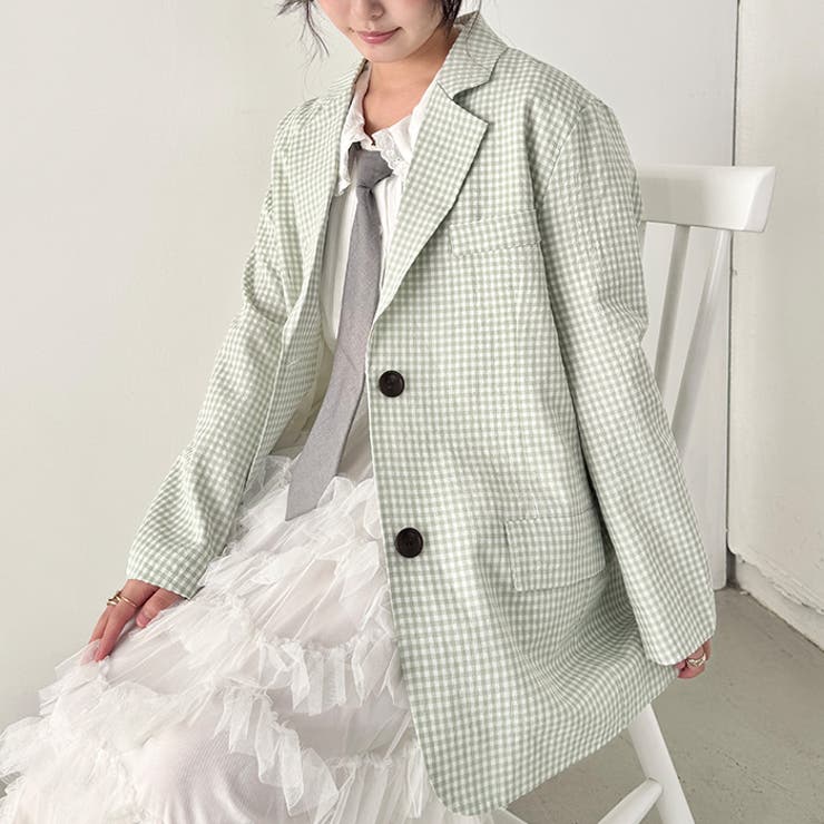 ギンガムチェックテーラードジャケット | Outfitter lab | 詳細画像8 